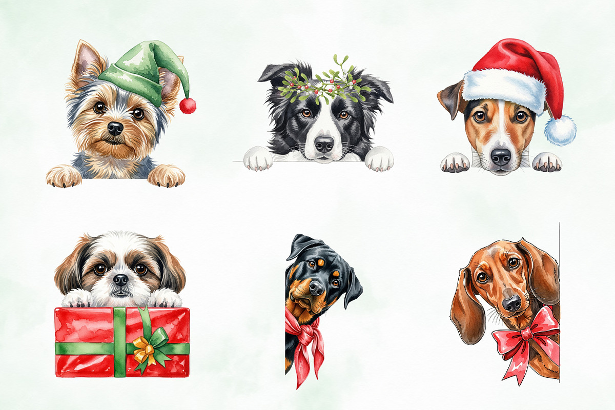 Christmas Peeking Dogs Clipart Png, an Illustration by Creative Art (Photo 5 of 9)
