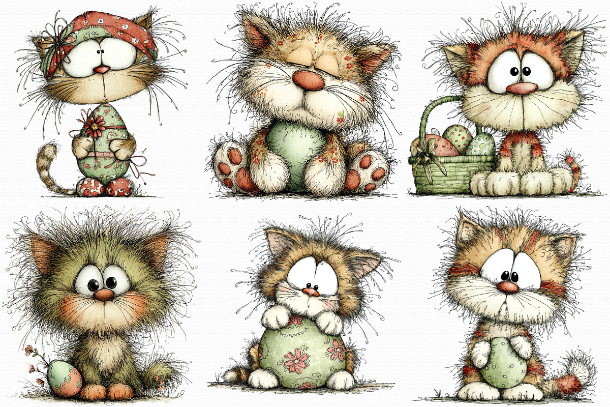 Whimsical Easter Cats Clipart, an Illustration by Libby Wishes (Photo 4 of 8)