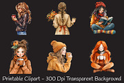 Cozy Autumn Coffee Girl Clipart Bund, an Illustration by RobertsArt (Thumbnail 2 of 7)