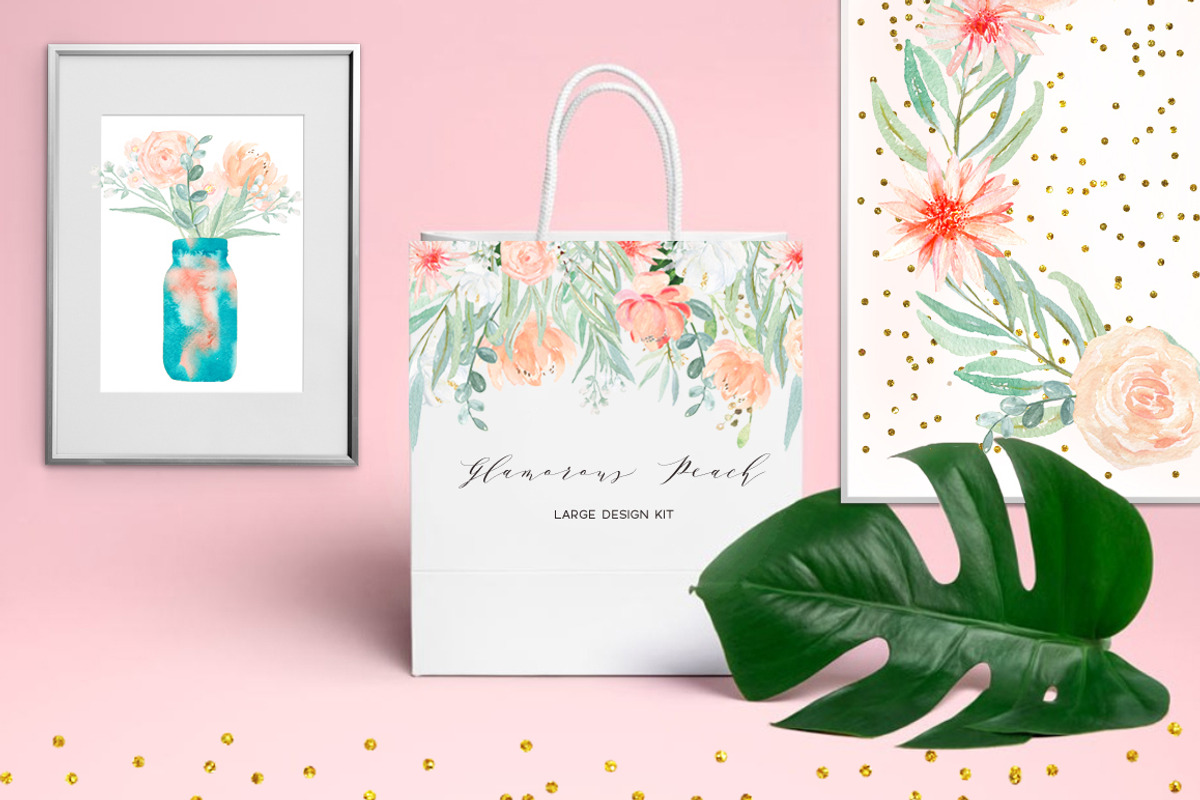 50% OFF Peach peonies Watercolor, an Illustration by LABFcreations (Photo 10 of 12)