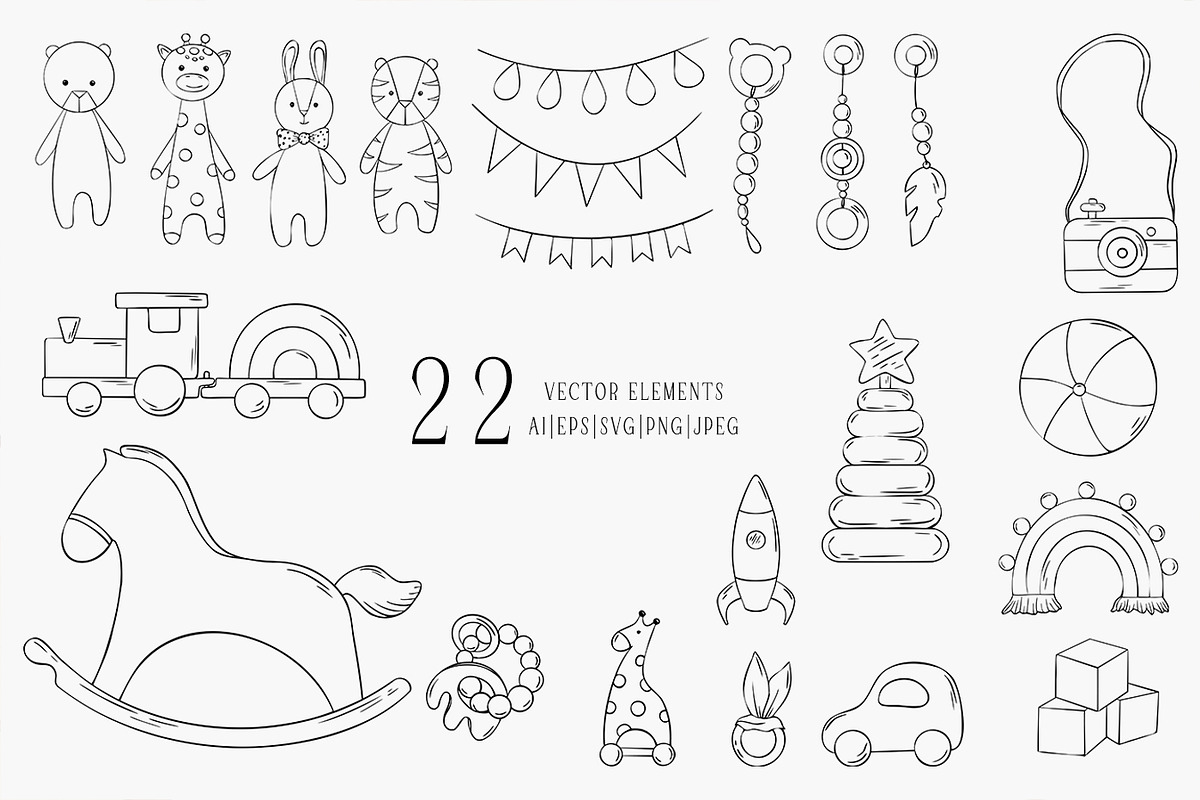 Watercolor Baby Eco Toys Clipart, an Animal Illustration by Daryartsy (Photo 6 of 6)