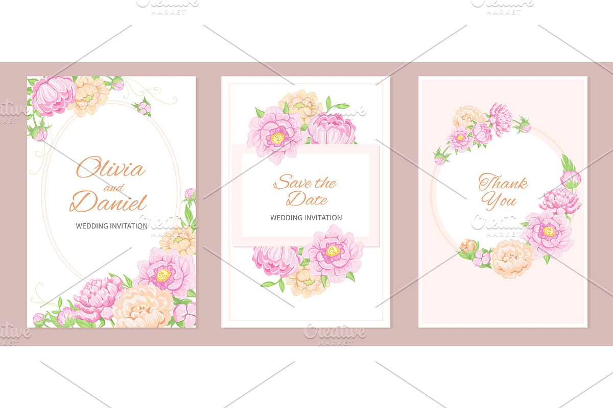 Peony wedding cards. Gentle floral, an Object Illustration by YummyBuum