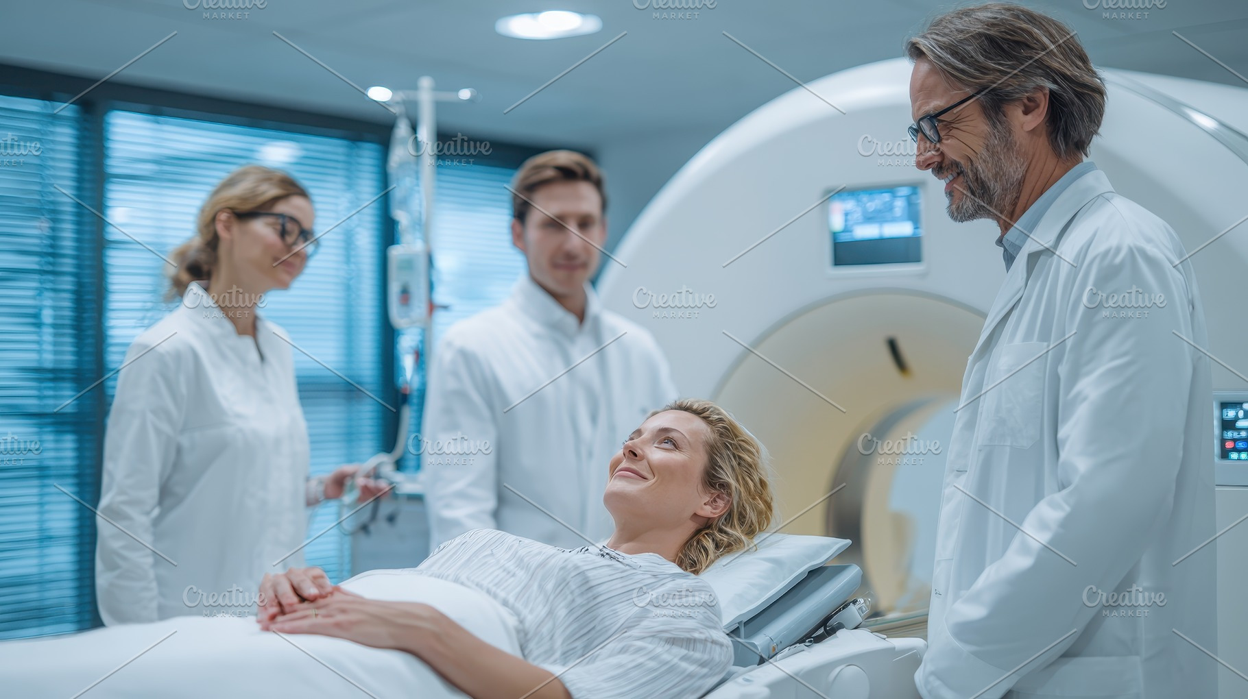 Patient undergoing MRI scan with doc, a Photo by Pixeness Studio