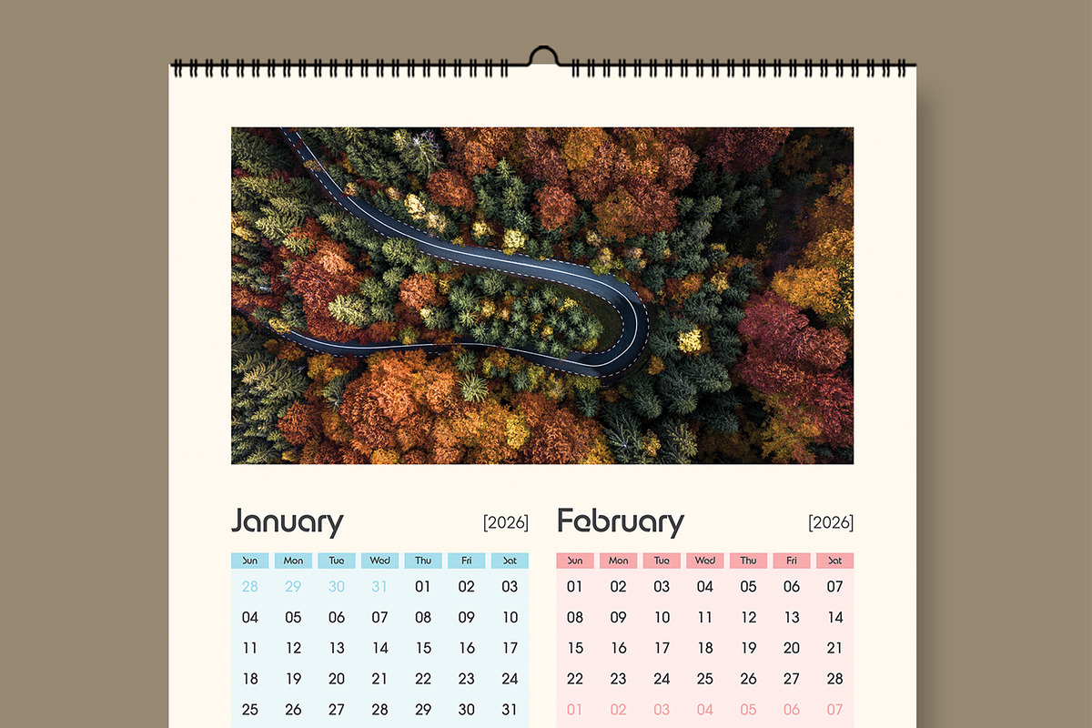 Monthly Wall Calendar Template 2026, a Stationery Template by MightyDesign (Photo 2 of 7)