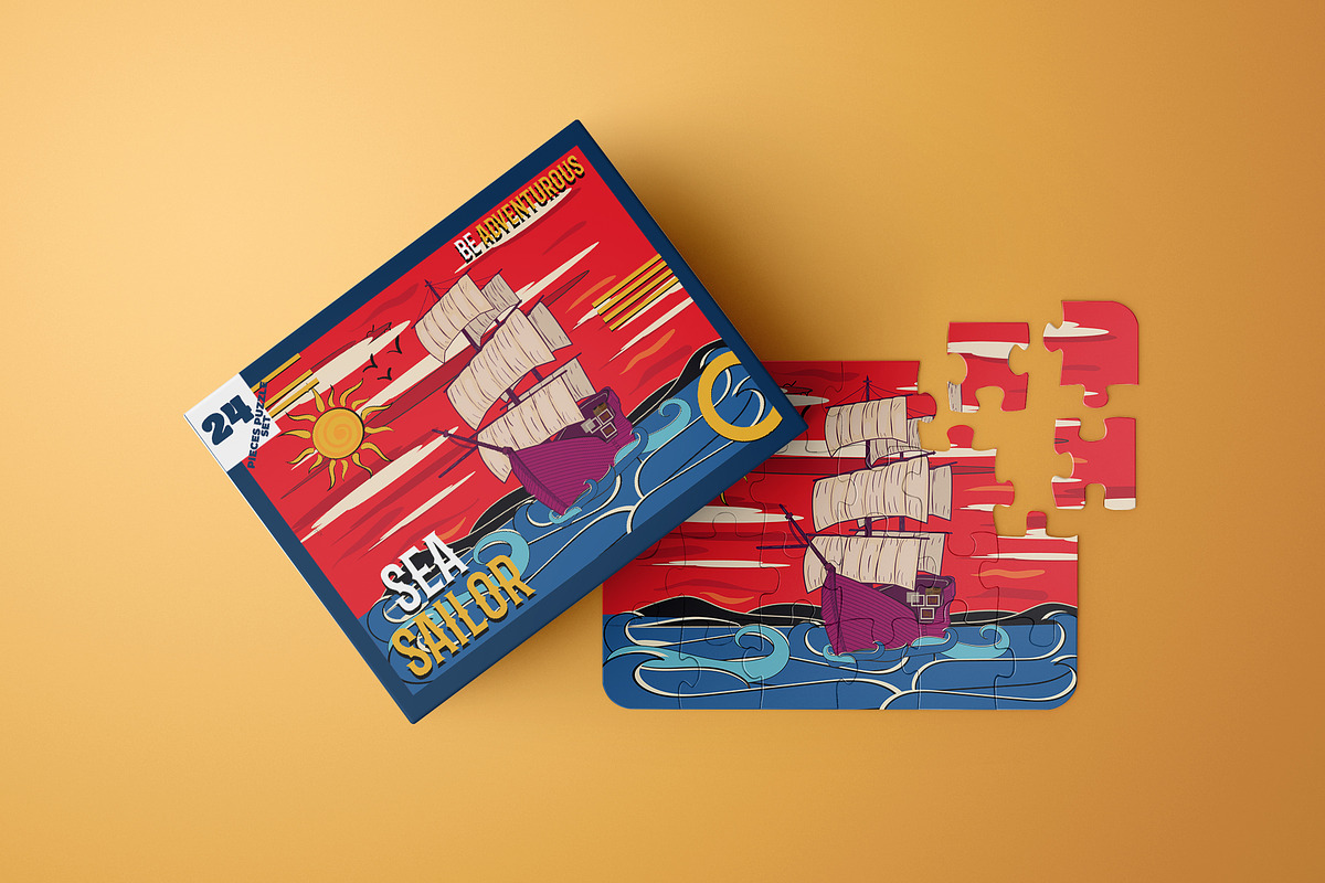 Jigsaw Puzzle Board with Box Mockup, a Packaging Mockup by Sheikhadesign (Photo 10 of 12)