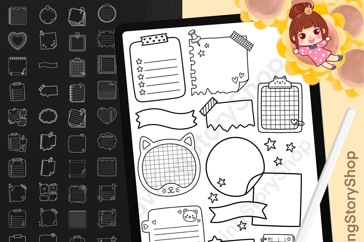 200 Procreate Kawaii Planner Stamps, a Brush Add-On by DrawingStoryShop (Photo 1 of 6)