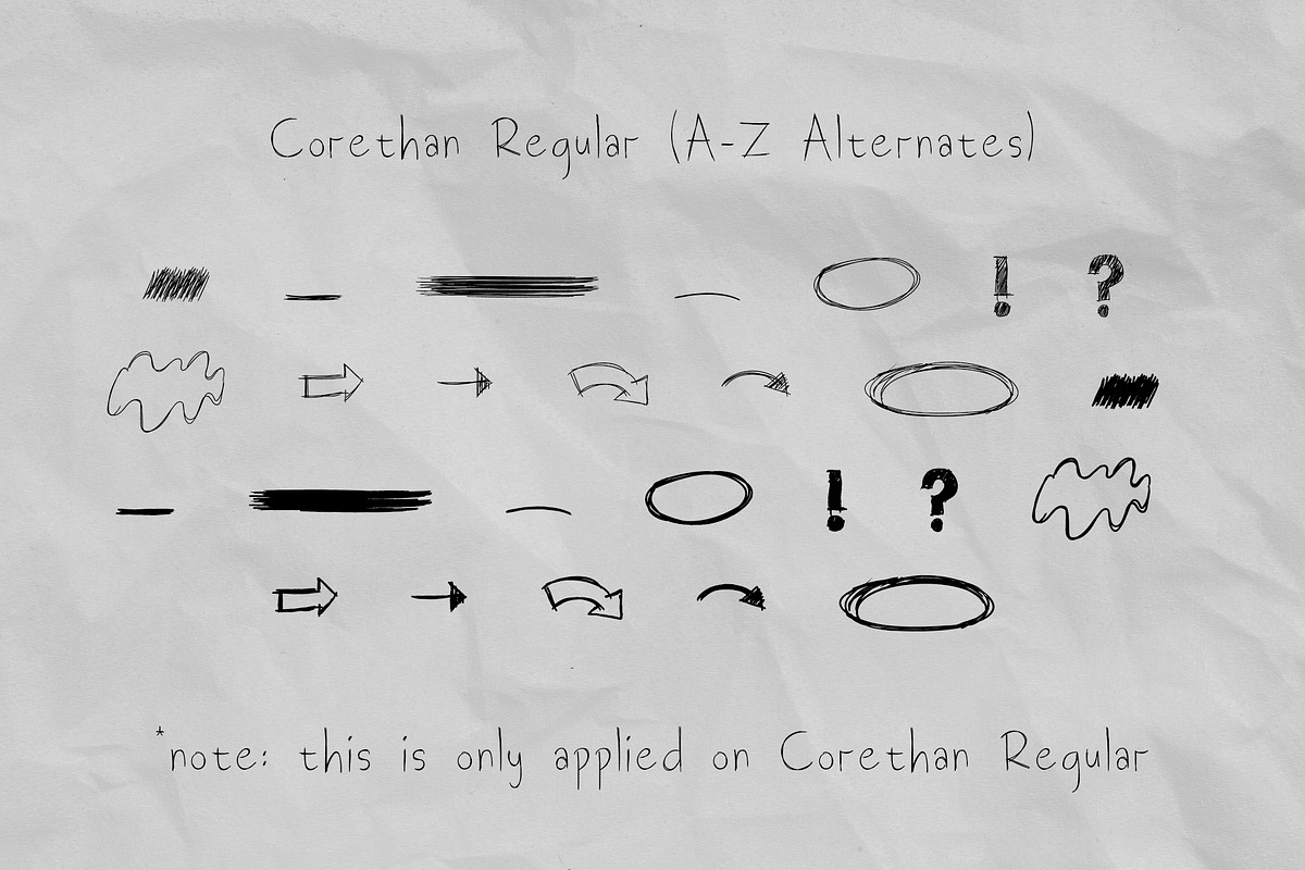 Corethan Font | 4 Fonts + Dingbats, a Handwritten Font by Jadatype.id (Photo 4 of 12)