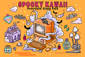 Procreate Spooky Kawaii Stamp Pack