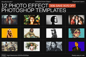 12 Photo Effect Templates, a Layer Style Add-On by iDoodle Studio