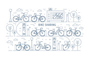 Bike sharing line art concept, a Transportation Illustration by Good Studio (Thumbnail 2 of 3)