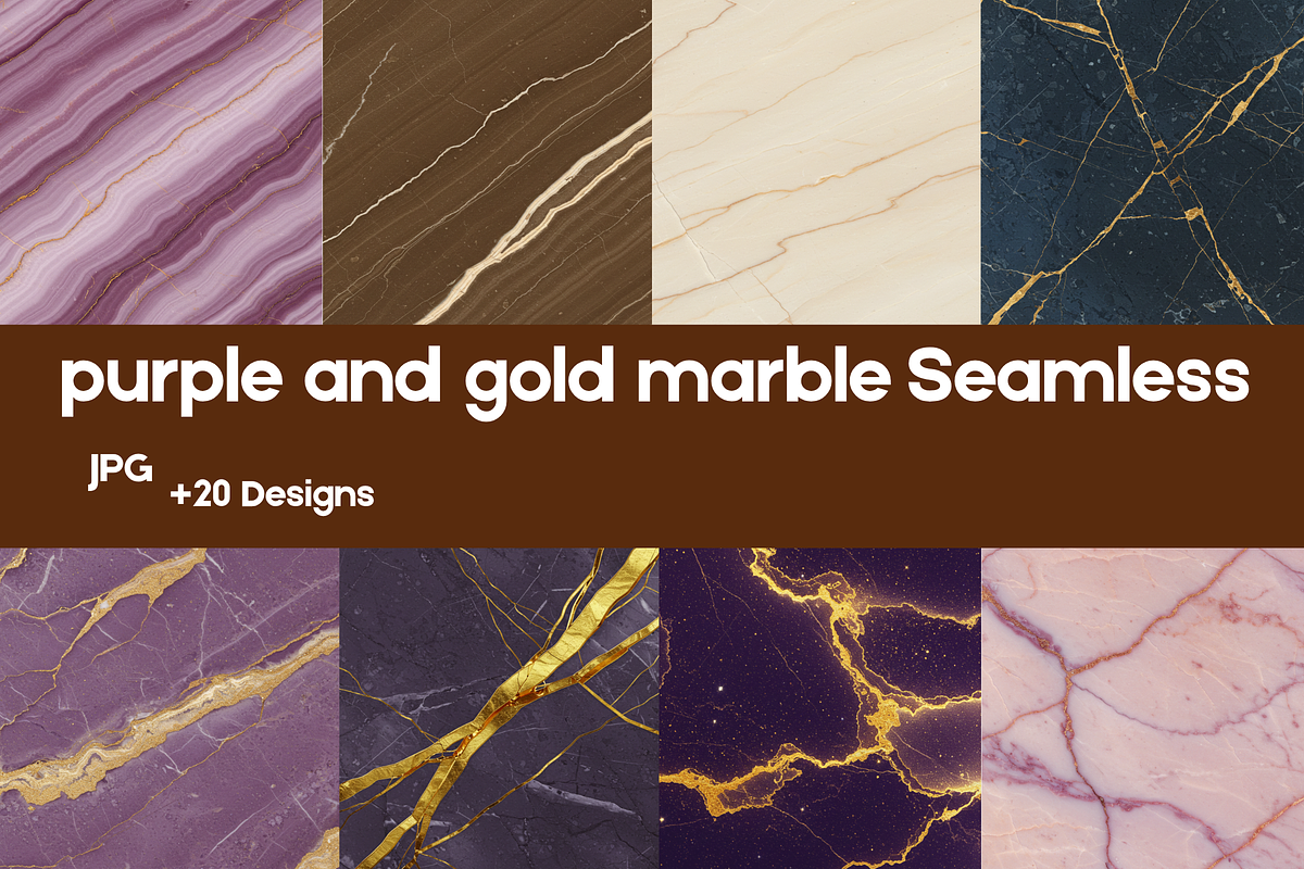 Purple And Gold Marble Digital Paper, a Texture Illustration by BerryPieArt (Photo 1 of 3)