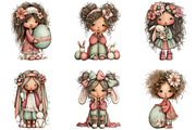 Whimsical Easter Girl Clipart, an Illustration by CraftArtStudio (Thumbnail 5 of 6)