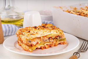 Vegetable healthy diet zucchini lasagna, a Food & Drink Photo by Rimma