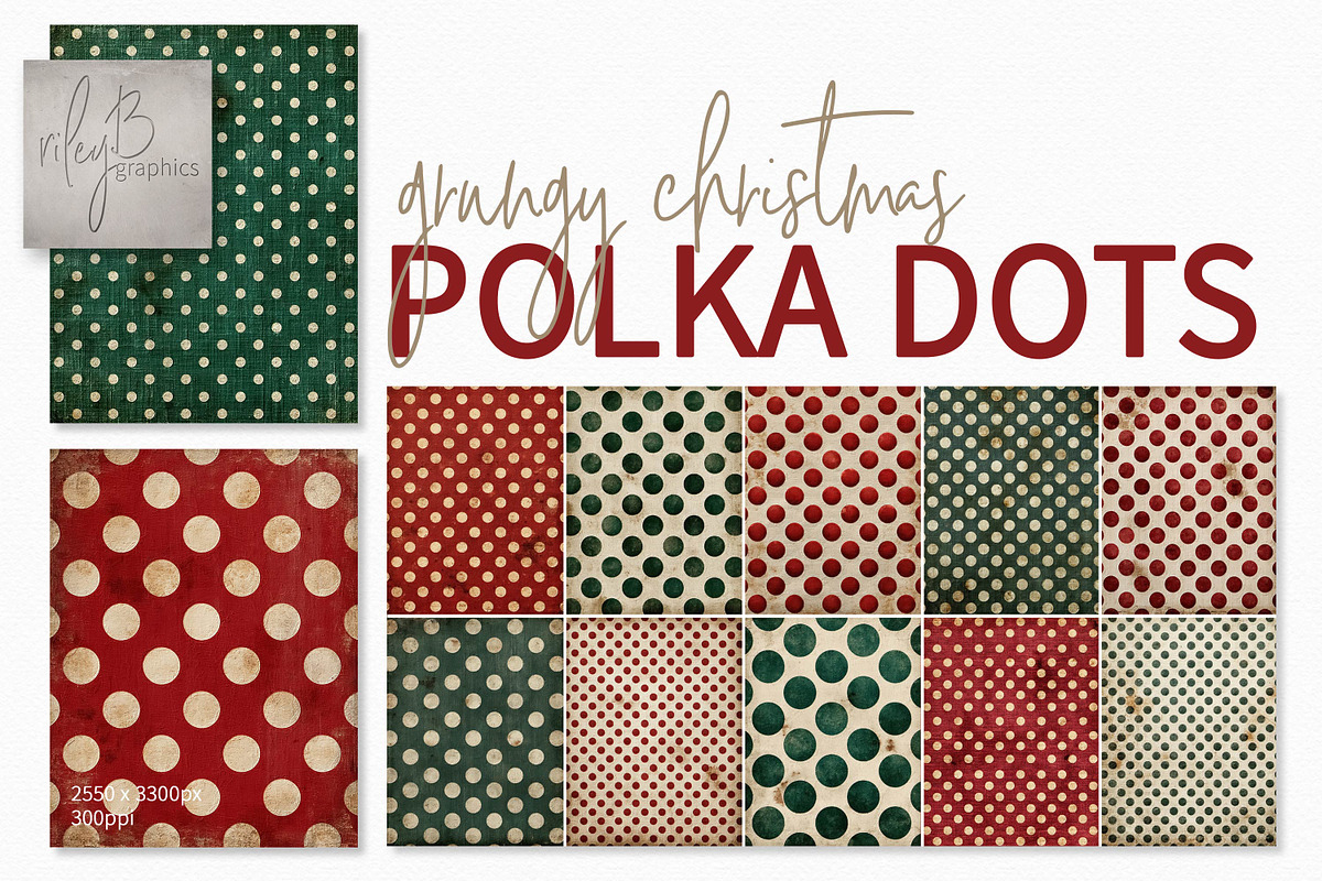 Grungy Christmas Polka Dots, a Decorative Illustration by rileyBgraphics (Photo 1 of 7)