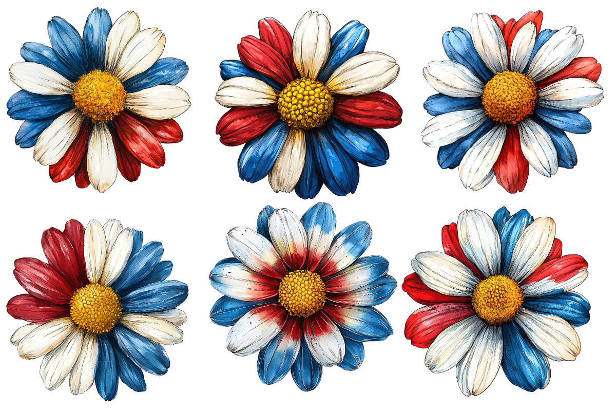 American Flag Daisy Flower 4th of, an Illustration by Designworld (Photo 2 of 9)