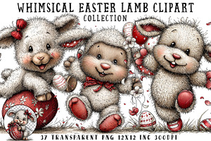 Whimsical Easter Lamb Clipart, an Illustration by OK Design