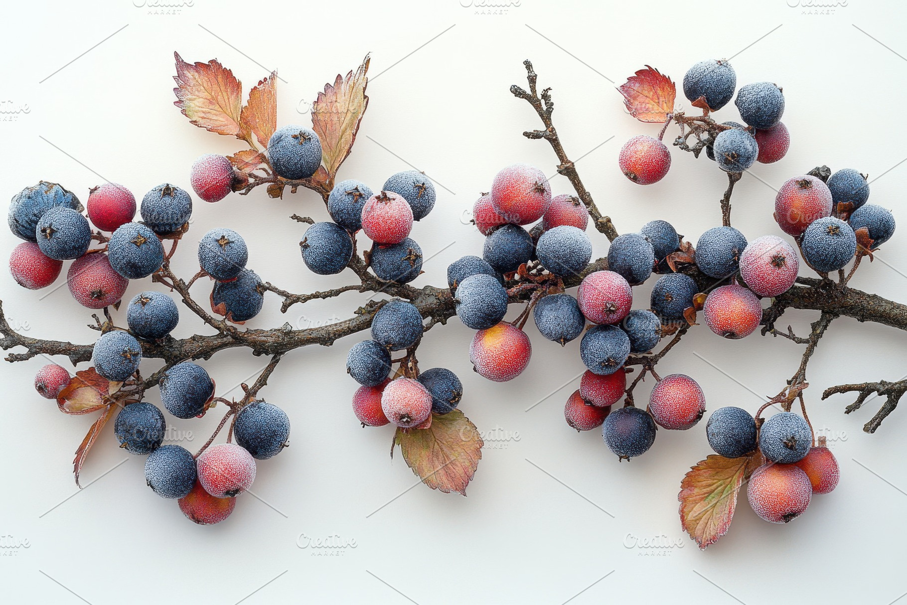 Colorful berries on a branch with au, a Photo by Tanuart