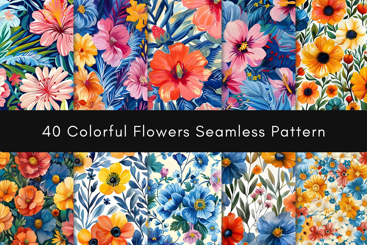 SUMMER FLOWERS SEAMLESS PATTERN, a Pattern Graphic by UniqueMe (Photo 3 of 11)
