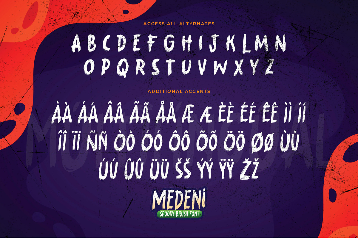 MEDENI - Spooky Brush Font, a Font by Gassstype (Photo 7 of 8)