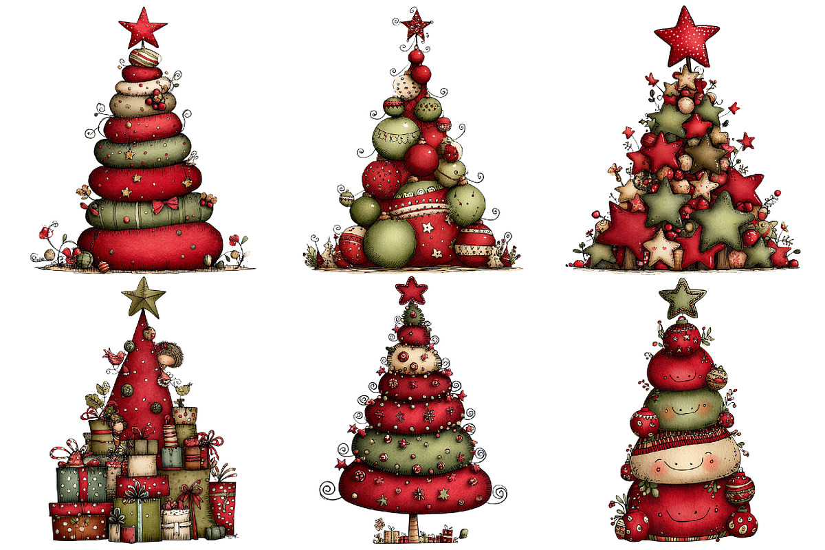 Whimsical Christmas Tree Clipart, an Illustration by Pixels.Craft (Photo 6 of 6)
