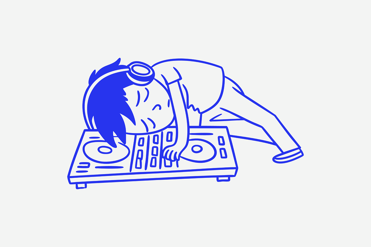 Sleeping DJ After Hard Night, a Person Illustration by Danil Polshin