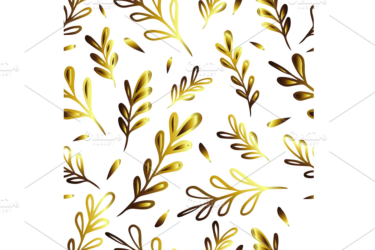 Golden twigs on a white background, a Texture Illustration by Nenahliadava Design