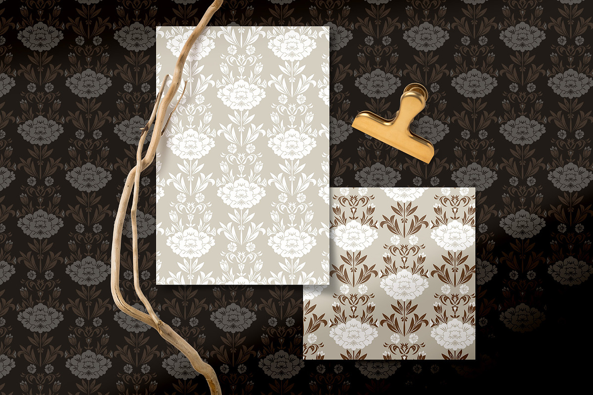Floral Damask Patterns, a Wallpaper Graphic by Bloomart Studio (Photo 6 of 6)