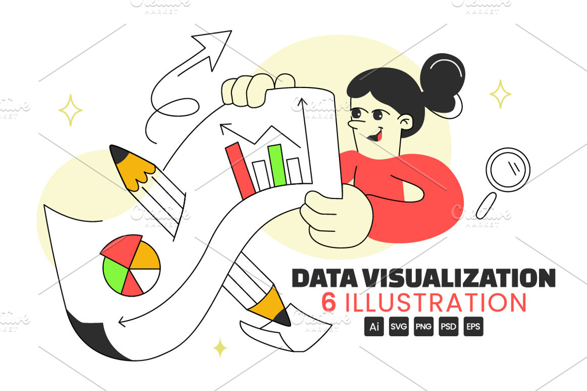 6 Data Visualization Illustration, an Object Illustration by denayunebgt (Photo 1 of 3)