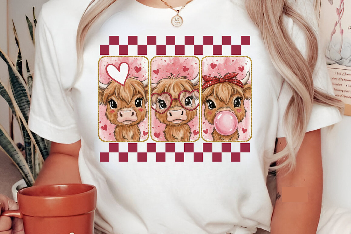 Cute Cow Valentine Png, Highland Cow, an Illustration by Designking (Photo 4 of 6)