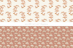 Vintage Block Print Floral Patterns