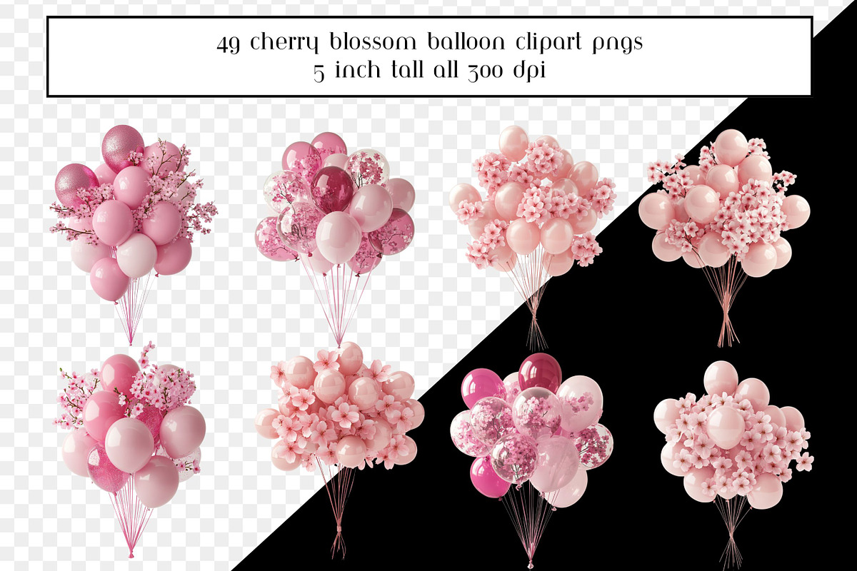 Cherry Blossom Balloon Bundles, an Object Graphic by AllTheKewtClipart (Photo 3 of 14)