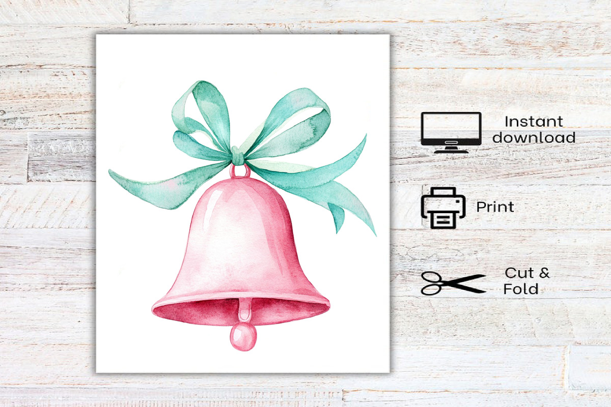 Watercolor Mint & Pink Christmas, an Illustration by Canvas Craft (Photo 7 of 7)
