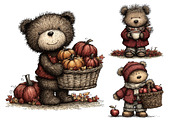 Autumn Bear PNG Clipart Bundle, an Animal Illustration by Nicolle's Colorful Art (Thumbnail 6 of 6)