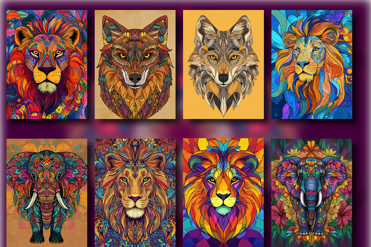 120 Animals Mandala Coloring Pages, a Seasonal Illustration by BrandlyTemplate (Photo 2 of 4)