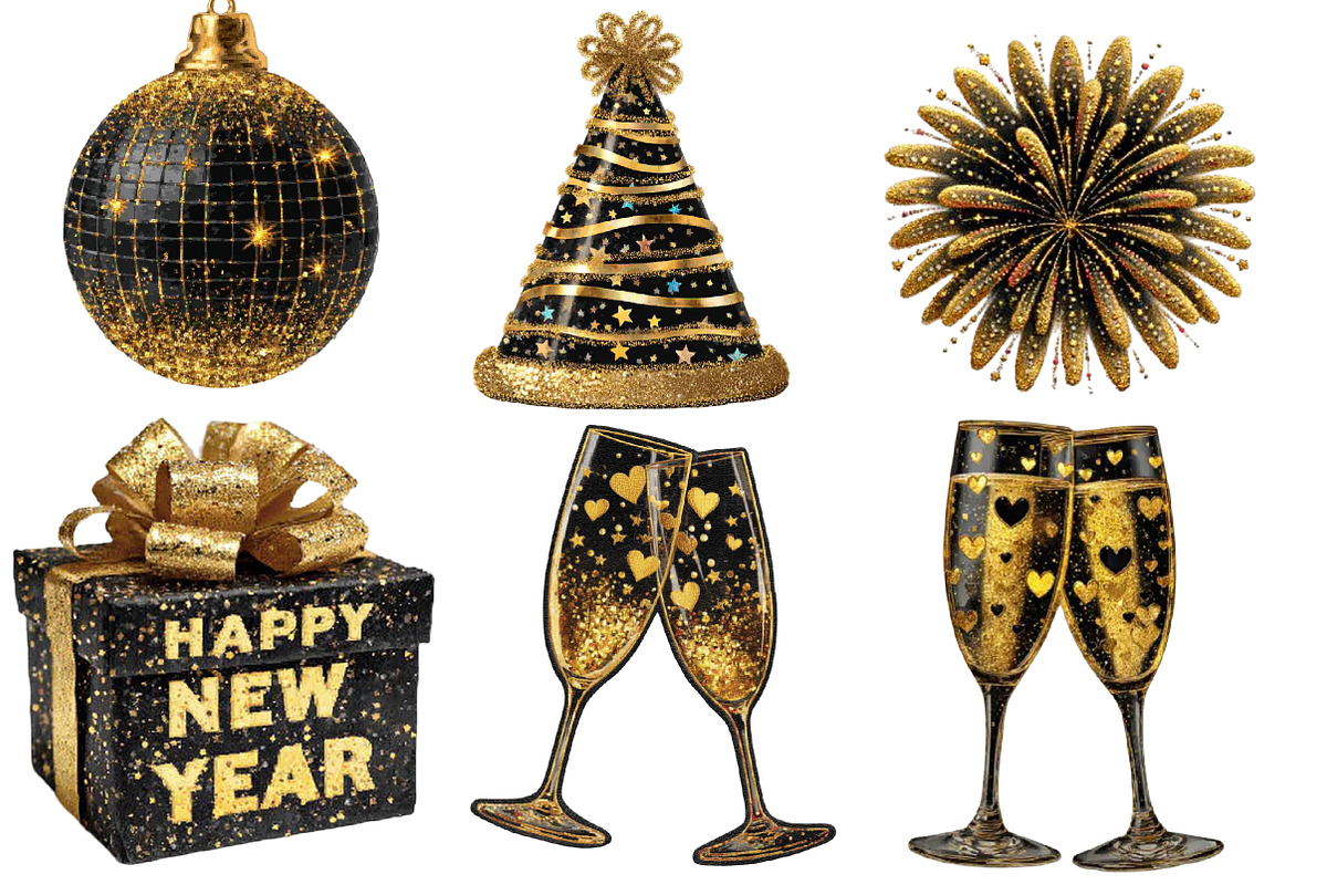Cute Happy new year clipart, an Illustration by Designworld (Photo 4 of 4)