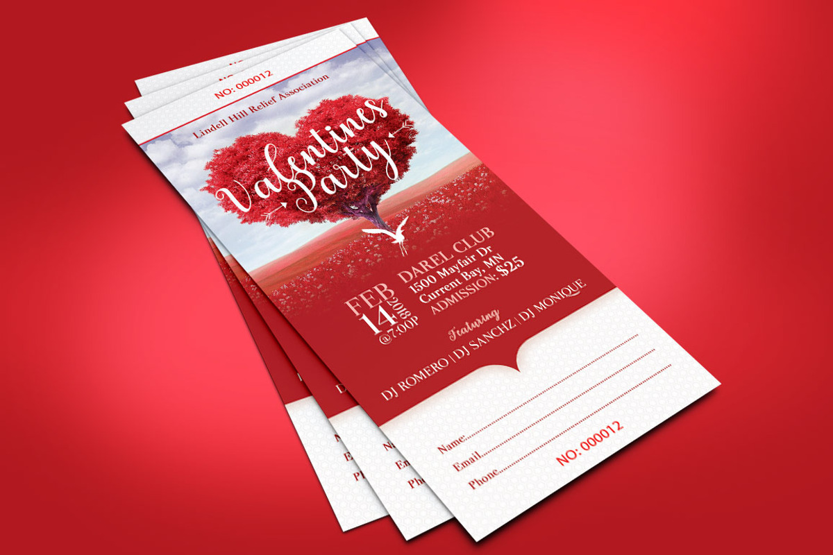 Tree Heart Valentines Party Ticket, a Card Template by Godserv Designs (Photo 5 of 9)