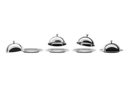 Silver tray with closed and open, a Food & Drink 3D Model by Marozhkastudio