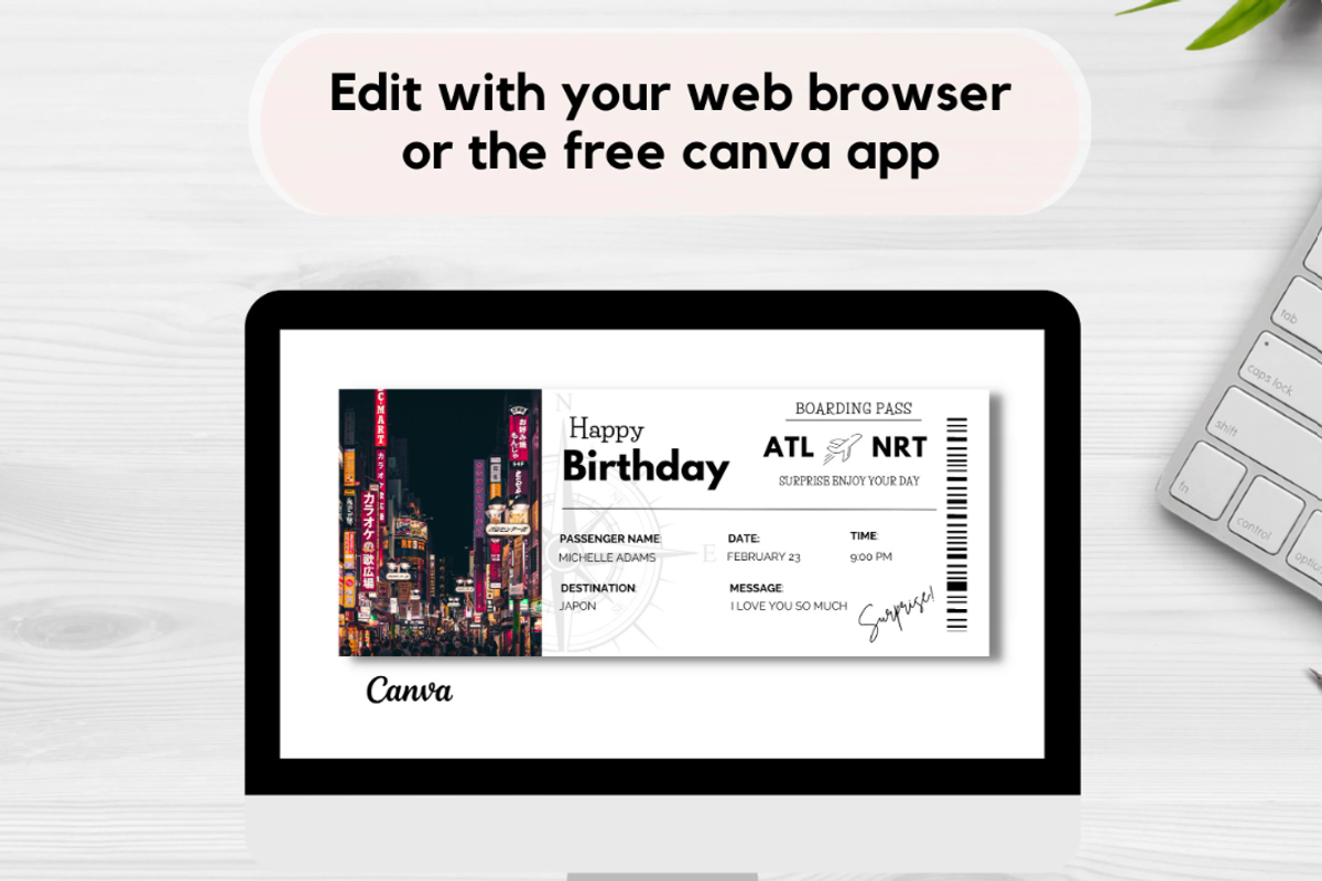 Happy Birthday Gift Boarding Pass, a Card Template by YasdeyDesigns (Photo 5 of 8)