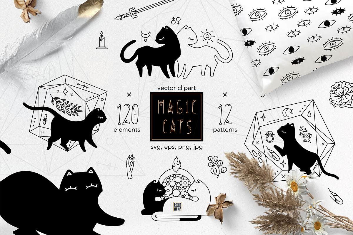 Magic Black Cats vector bundle, an Illustration by Brandianna (Photo 1 of 10)