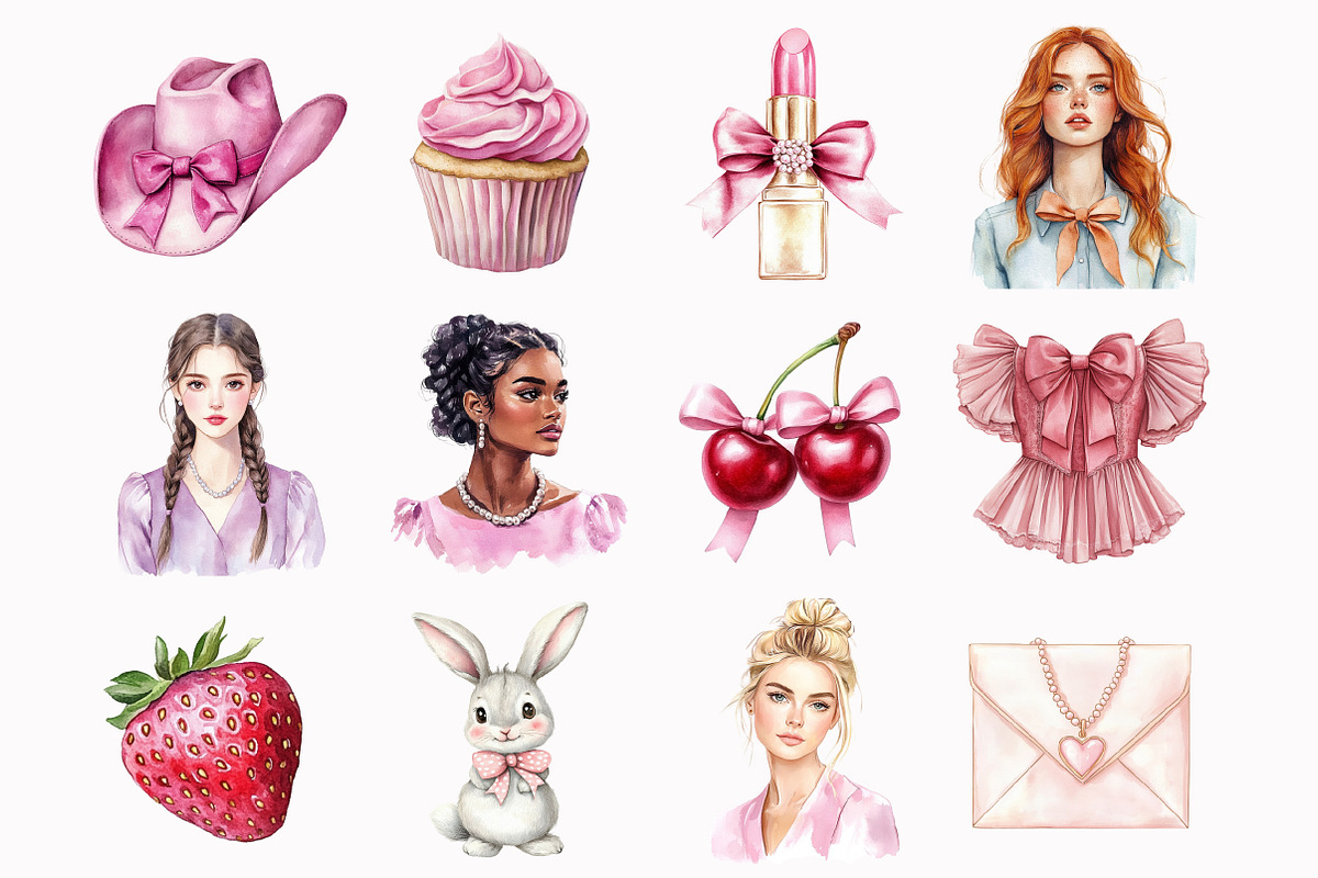Watercolor Pink Coquette Aesthetics, an Illustration by Design Market (Photo 3 of 4)