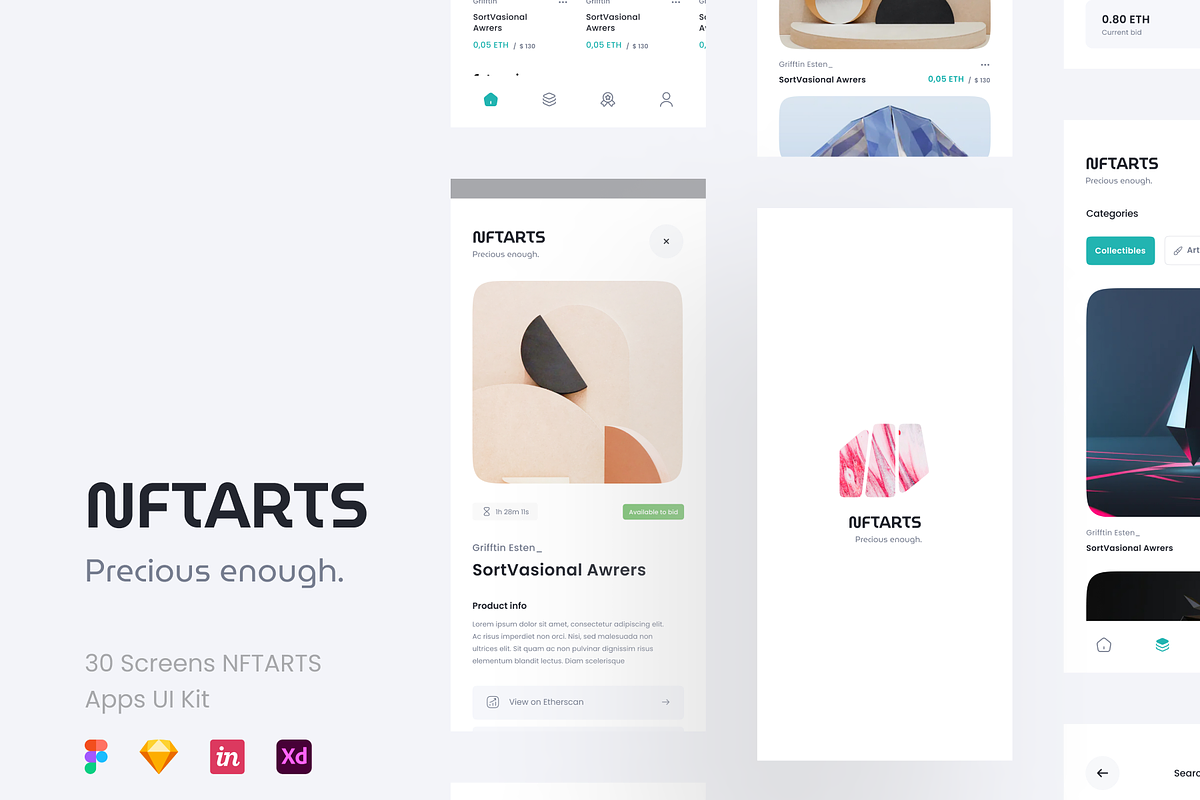 NFTARTS - NFT Apps UI KIT, an App Template by Vektora Studio (Photo 1 of 6)