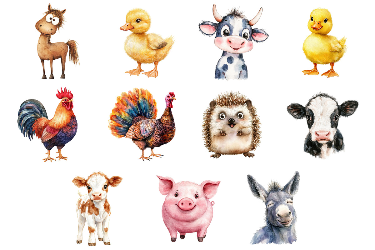 Quirky Farm Animals Clipart PNG, a Seasonal Illustration by CitraGraphics (Photo 3 of 4)