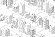 Isometric City Quarter, Vector Set, a Transportation Illustration by Ilia Design (Thumbnail 2 of 7)