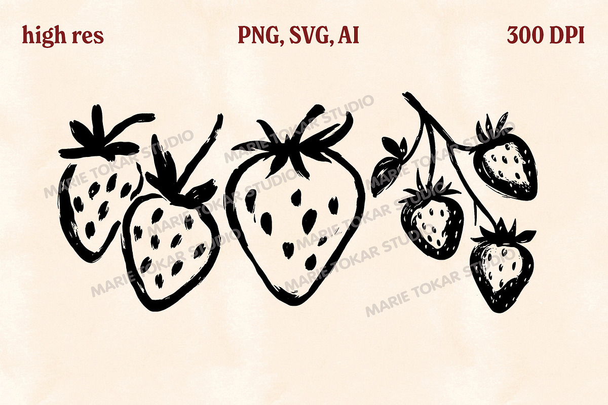 Whimsical Berry Fruit Bundle SVG PNG, a Food Illustration by Marie T (Photo 21 of 36)