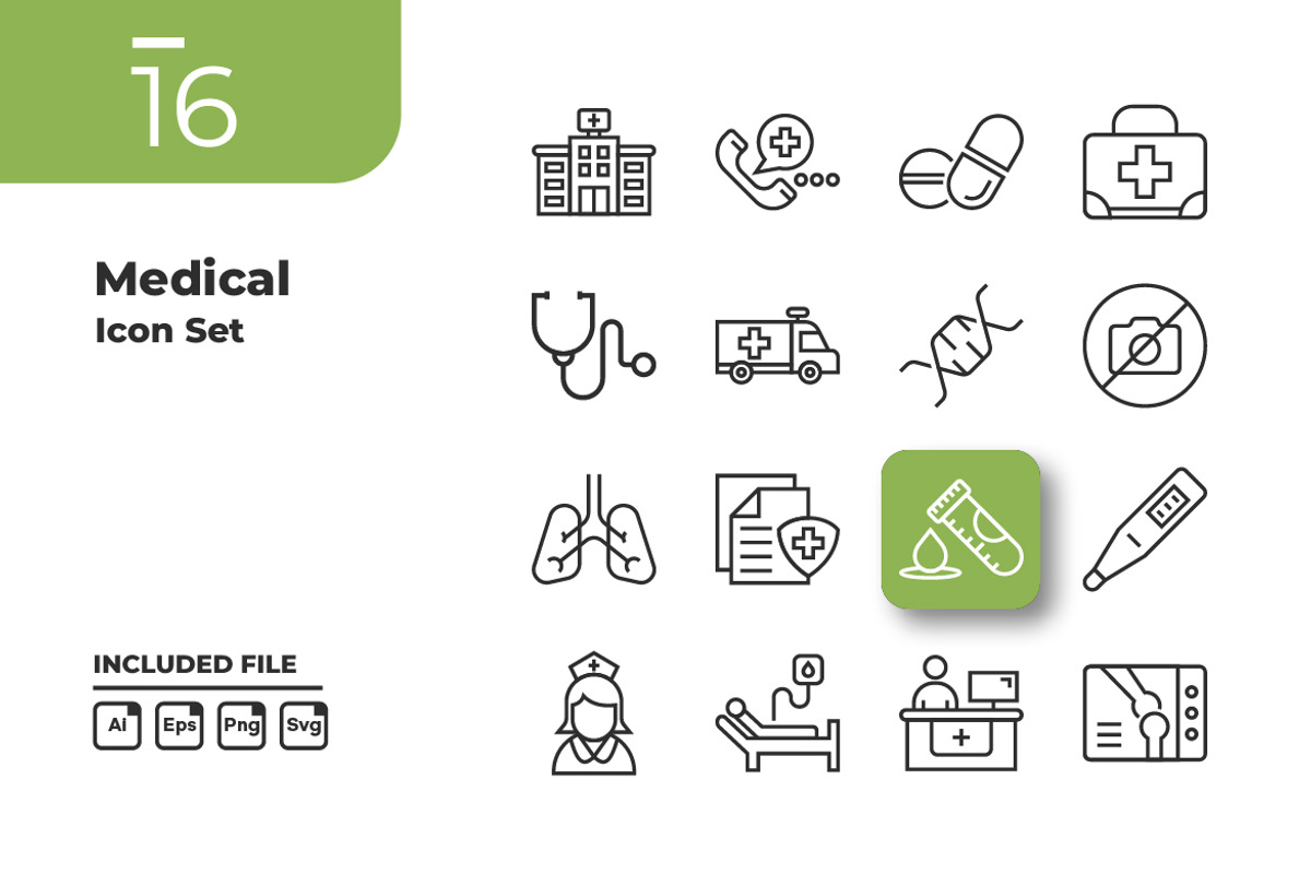 Medical Outline Icons Set, an Outline Icon by yuanesei