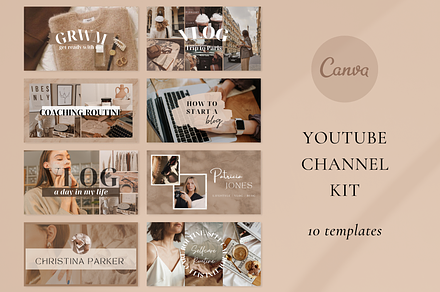 Brown YouTube Branding Kit, a Social Media Template by ShopRShop