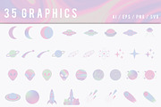 Clipart: Iridescent Galaxy Kit, a Texture Illustration by Liseno Designs (Thumbnail 2 of 7)