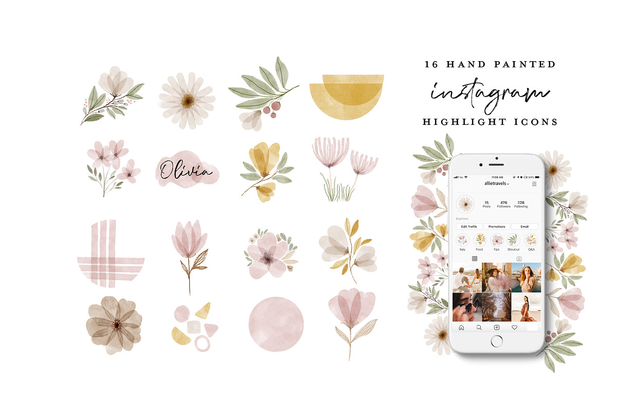 64 instagram highlight icon bundle, a Work Illustration by beatriceviyiwi (Photo 2 of 8)