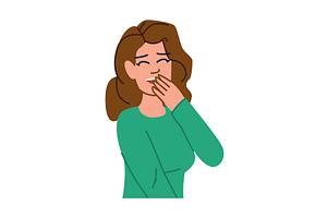 Young woman is laughing and covering, a Person Illustration by pikepicture