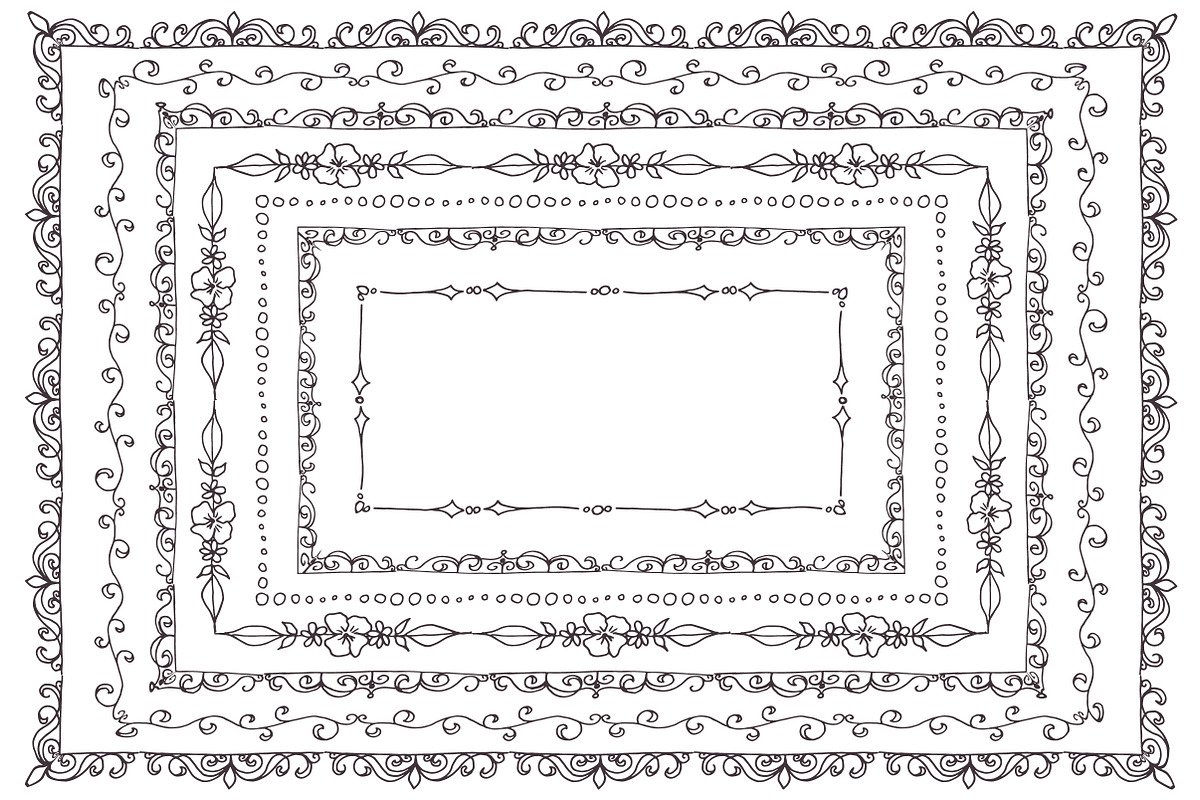 Doodle Borders Clipart + Vectors, an Object Graphic by The Pen and Brush (Photo 2 of 4)